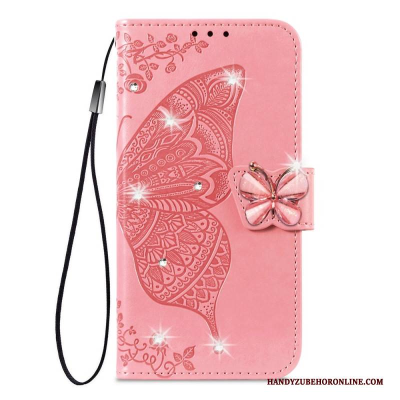 Lederhüllen Xiaomi 17 Pro Max Schmetterling Und Strasssteine