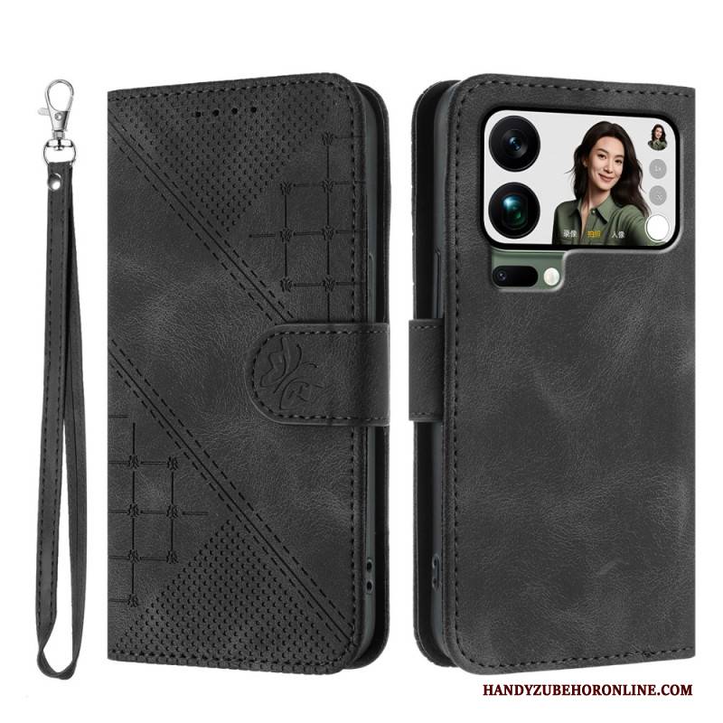 Lederhüllen Xiaomi 17 Pro Max Schmetterlings- Und Geometrisches Design