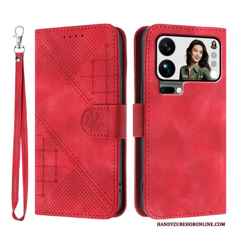 Lederhüllen Xiaomi 17 Pro Max Schmetterlings- Und Geometrisches Design