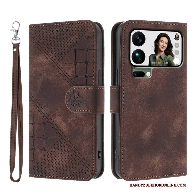 Lederhüllen Xiaomi 17 Pro Max Schmetterlings- Und Geometrisches Design