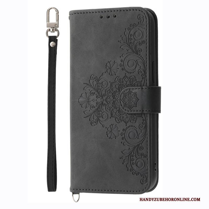 Lederhüllen Xiaomi Redmi Note 14 4g Blumenmuster Und Riemen