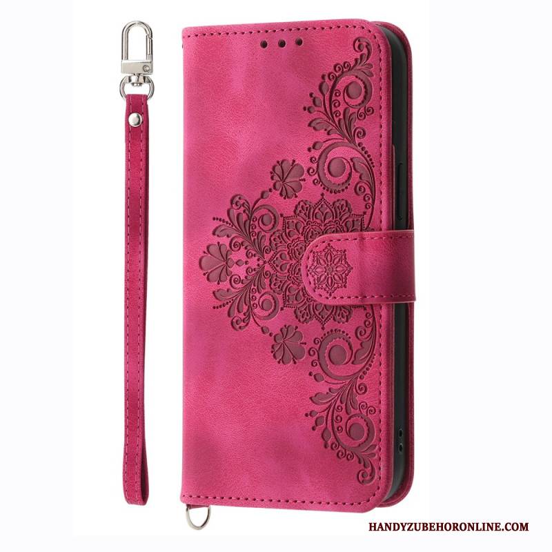 Lederhüllen Xiaomi Redmi Note 14 4g Blumenmuster Und Riemen