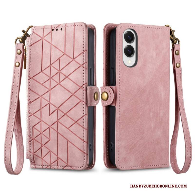 Lederhüllen Xiaomi Redmi Note 14 4g Handyhülle Geometrische Linien Mit Riemen