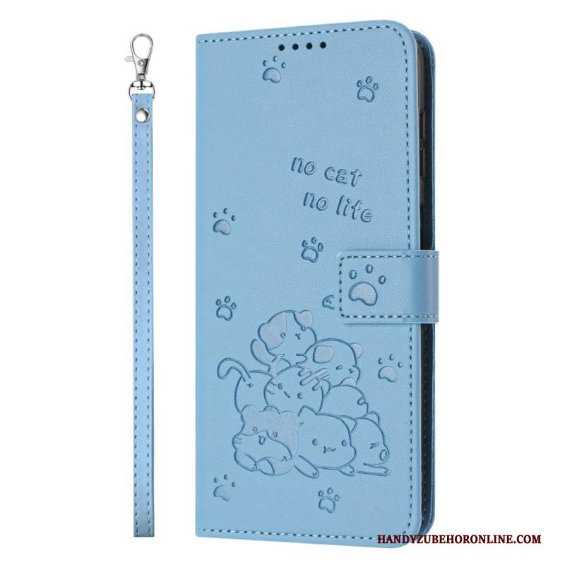 Lederhüllen Xiaomi Redmi Note 14 4g Handyhülle Kleine Katzen Mit Riemen