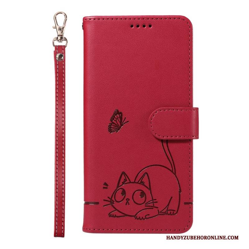 Lederhüllen Xiaomi Redmi Note 14 4g Lustige Katze Mit Riemen