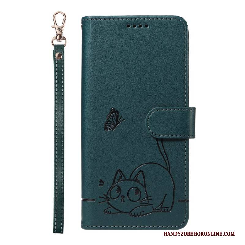 Lederhüllen Xiaomi Redmi Note 14 4g Lustige Katze Mit Riemen