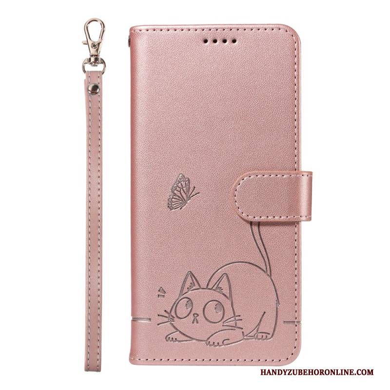 Lederhüllen Xiaomi Redmi Note 14 4g Lustige Katze Mit Riemen