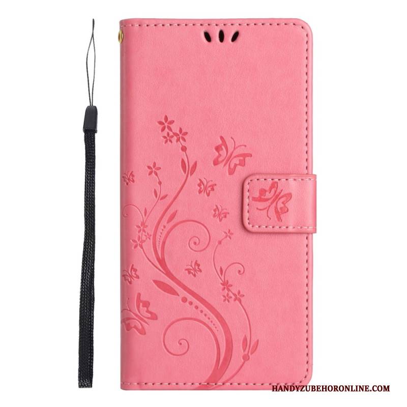 Lederhüllen Xiaomi Redmi Note 14 5g Handyhülle Blumen Und Schmetterlinge