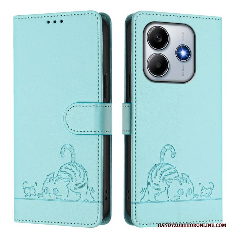 Lederhüllen Xiaomi Redmi Note 14 5g Handyhülle Rfid-schutzkatze Szene