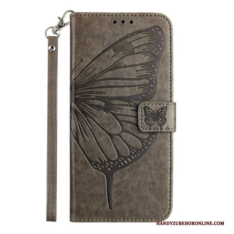 Lederhüllen Xiaomi Redmi Note 14 5g Handyhülle Schmetterlingsdesign Mit Riemen