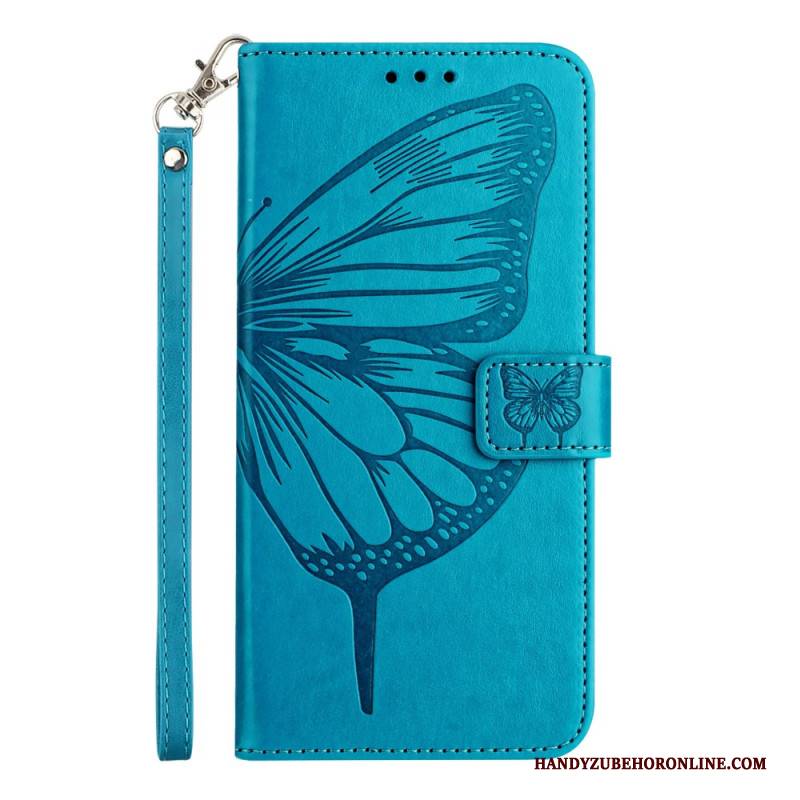 Lederhüllen Xiaomi Redmi Note 14 5g Handyhülle Schmetterlingsdesign Mit Riemen