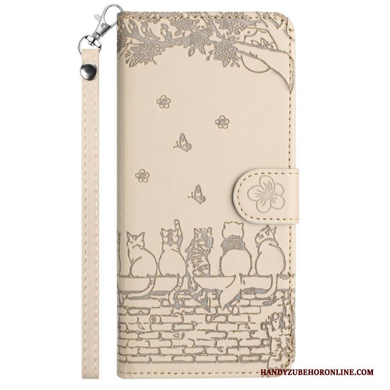 Lederhüllen Xiaomi Redmi Note 14 5g Katzenmuster Mit Trageriemen