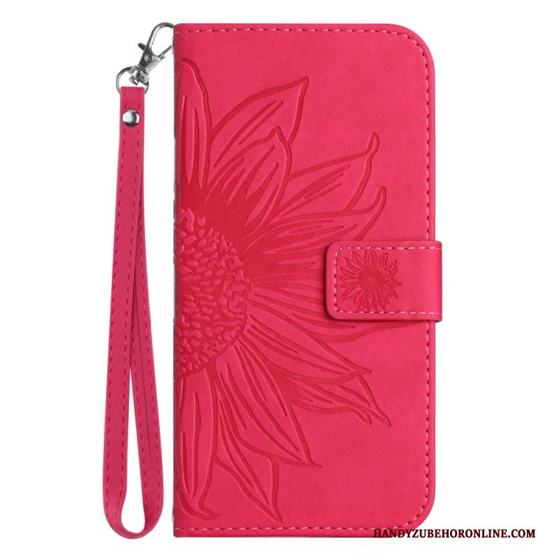 Lederhüllen Xiaomi Redmi Note 14 5g Sonnenblumendruck Mit Riemen