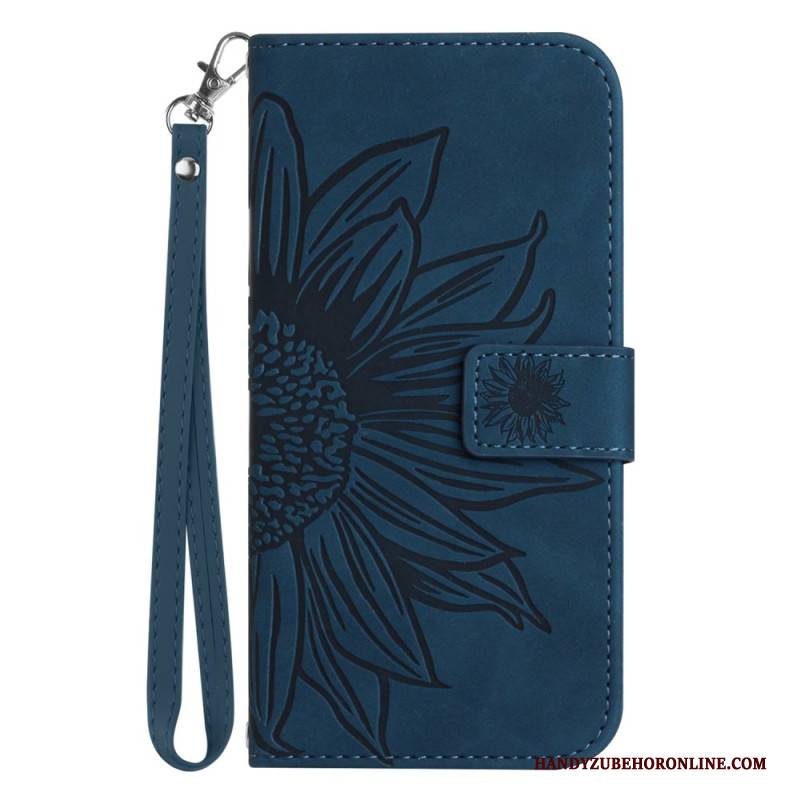 Lederhüllen Xiaomi Redmi Note 14 5g Sonnenblumendruck Mit Riemen