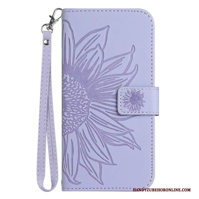 Lederhüllen Xiaomi Redmi Note 14 5g Sonnenblumendruck Mit Riemen