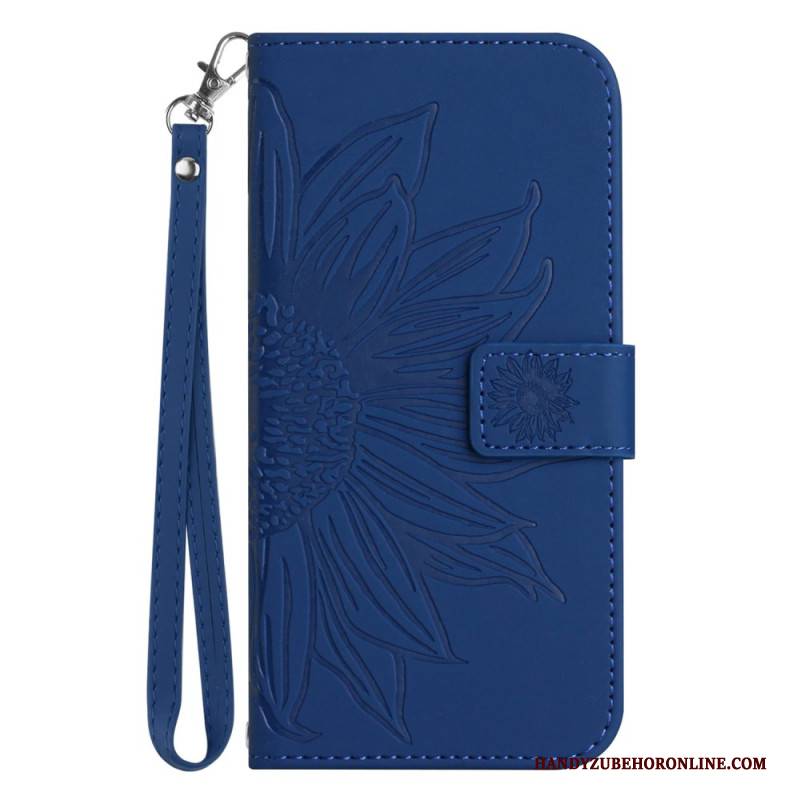 Lederhüllen Xiaomi Redmi Note 14 5g Sonnenblumendruck Mit Riemen