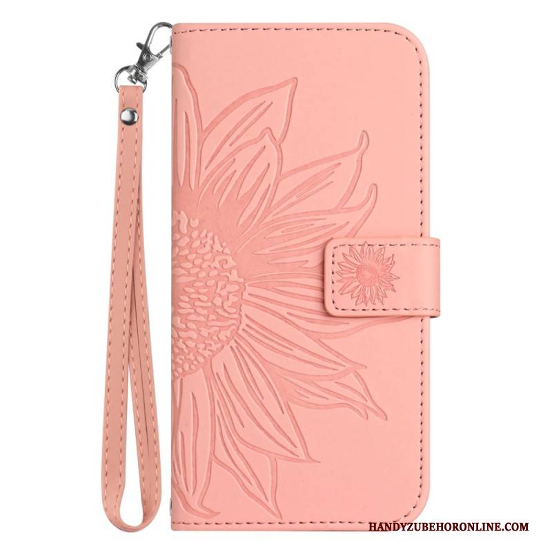 Lederhüllen Xiaomi Redmi Note 14 5g Sonnenblumendruck Mit Riemen