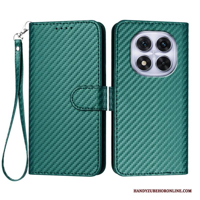 Lederhüllen Xiaomi Redmi Note 14 Pro 4g Carbonfaser-textur Mit Riemen