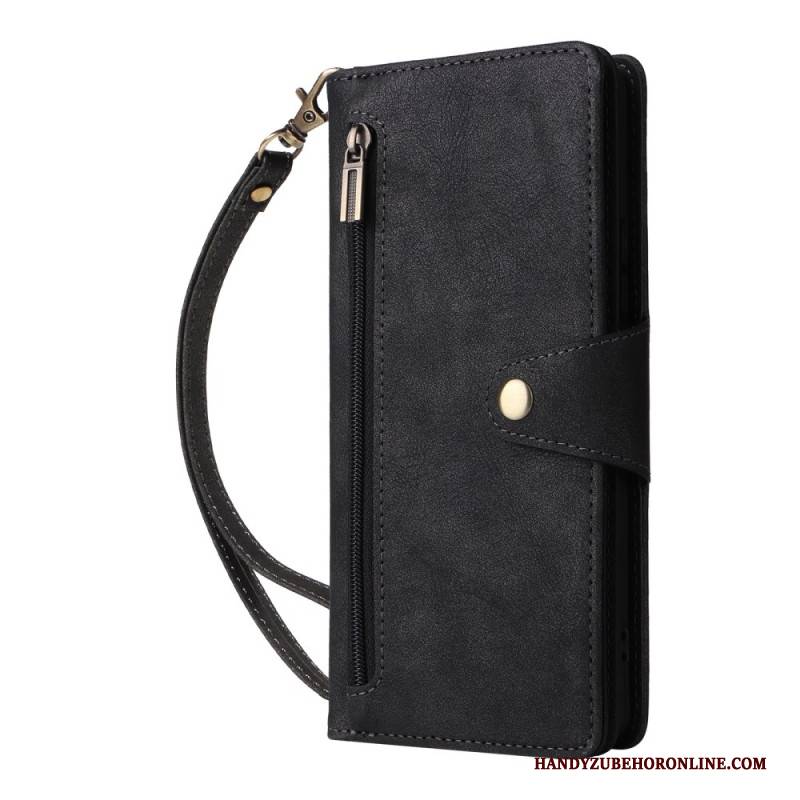 Lederhüllen Xiaomi Redmi Note 14 Pro 4g Handyhülle Reißverschlussgeldbörse Mit Riemen