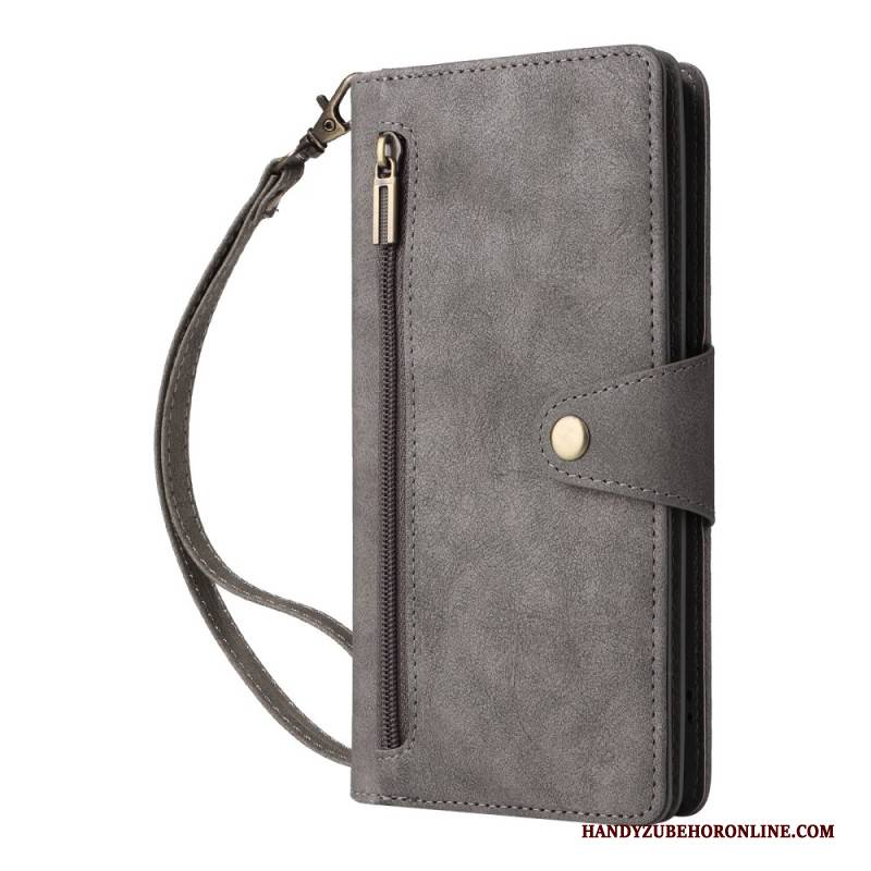 Lederhüllen Xiaomi Redmi Note 14 Pro 4g Handyhülle Reißverschlussgeldbörse Mit Riemen