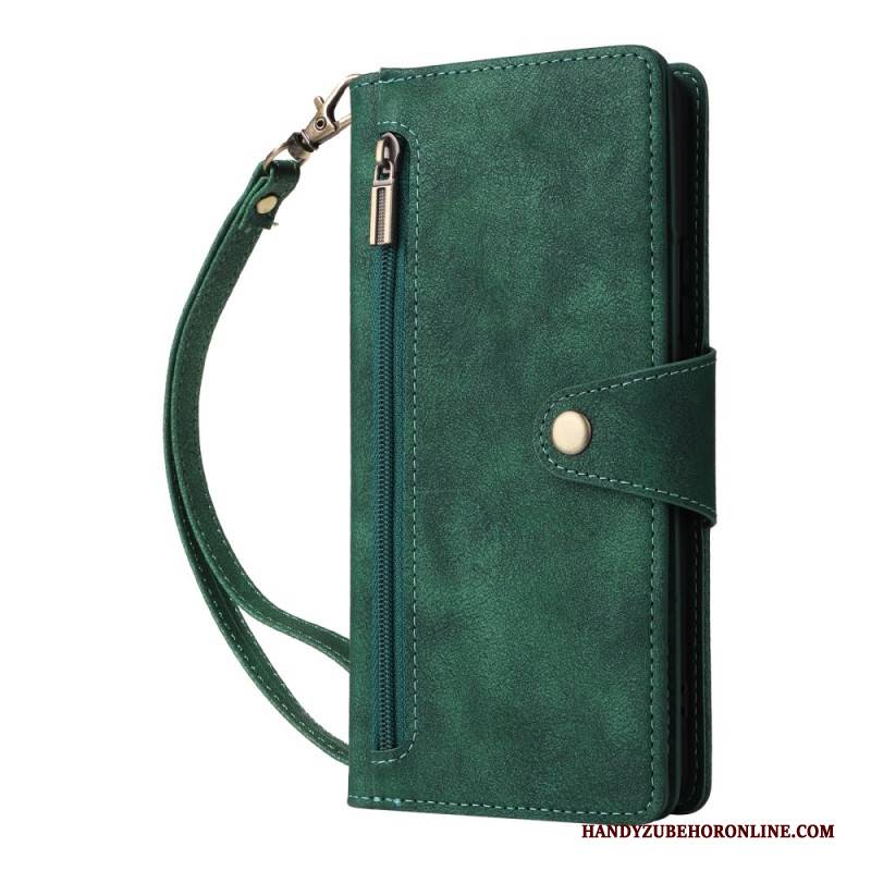 Lederhüllen Xiaomi Redmi Note 14 Pro 4g Handyhülle Reißverschlussgeldbörse Mit Riemen