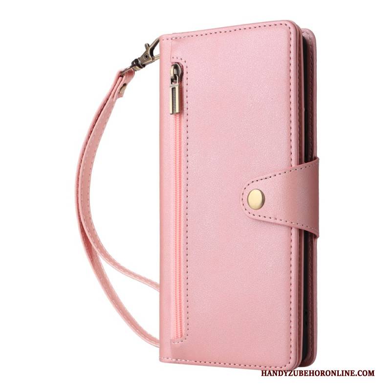 Lederhüllen Xiaomi Redmi Note 14 Pro 4g Handyhülle Reißverschlussgeldbörse Mit Riemen