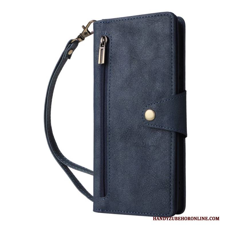 Lederhüllen Xiaomi Redmi Note 14 Pro 4g Handyhülle Reißverschlussgeldbörse Mit Riemen