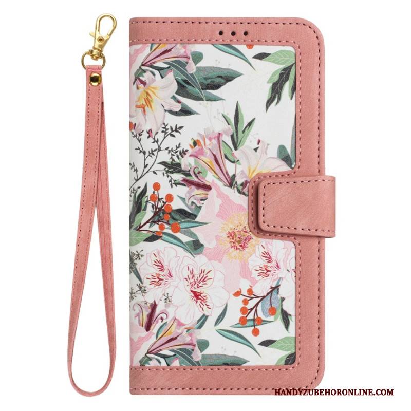 Lederhüllen Xiaomi Redmi Note 14 Pro 5g Blumenmuster Mit Riemen