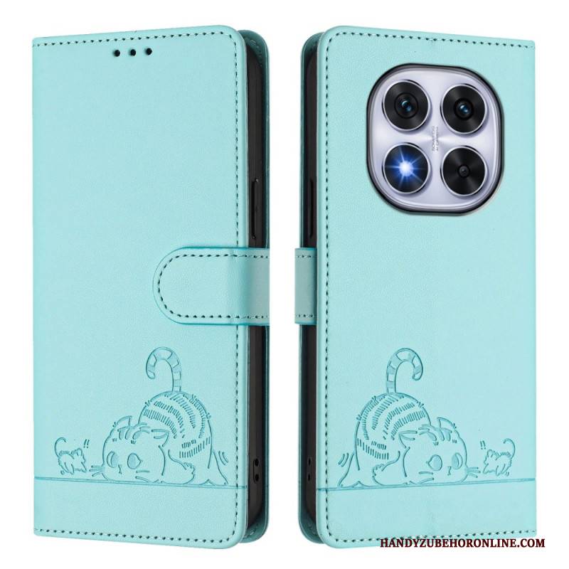 Lederhüllen Xiaomi Redmi Note 14 Pro 5g Handyhülle Rfid-schutz Mit Katzenmotiv