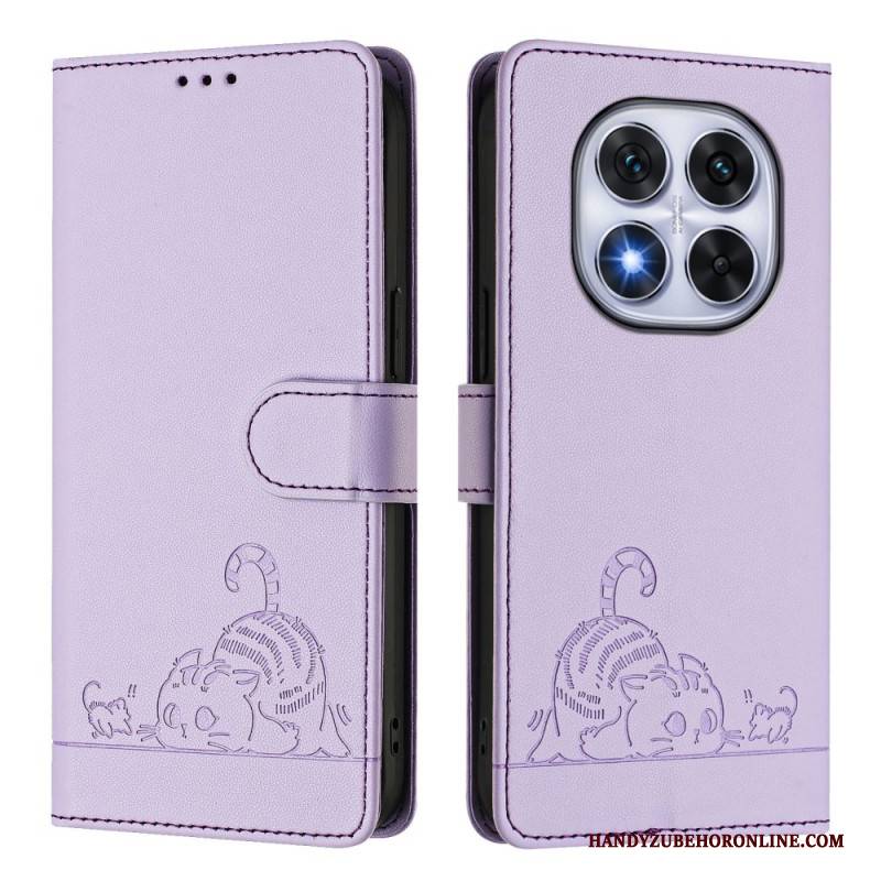 Lederhüllen Xiaomi Redmi Note 14 Pro 5g Handyhülle Rfid-schutz Mit Katzenmotiv