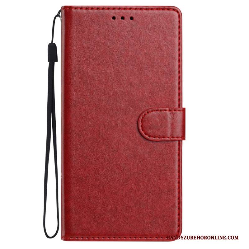 Lederhüllen Xiaomi Redmi Note 14 Pro 5g Schlichtes Kunstleder Mit Riemen