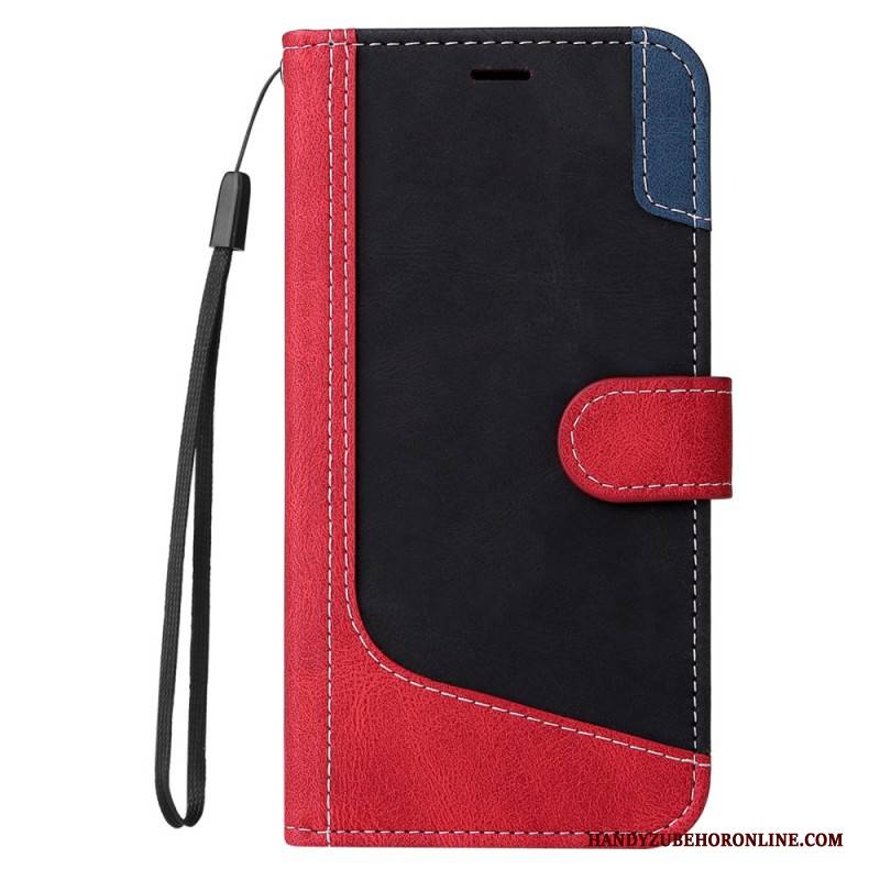 Lederhüllen Xiaomi Redmi Note 14 Pro Plus 5g Handyhülle Dreifarbiger Strap-on