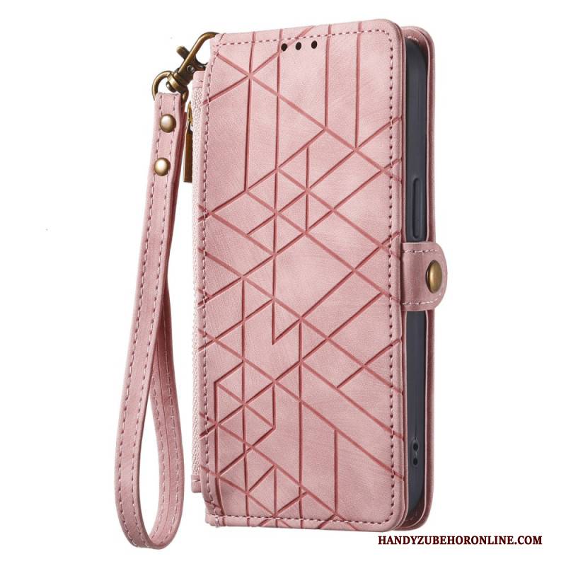 Lederhüllen Xiaomi Redmi Note 14 Pro Plus 5g Handyhülle Geldbörse Mit Geometrischen Linien