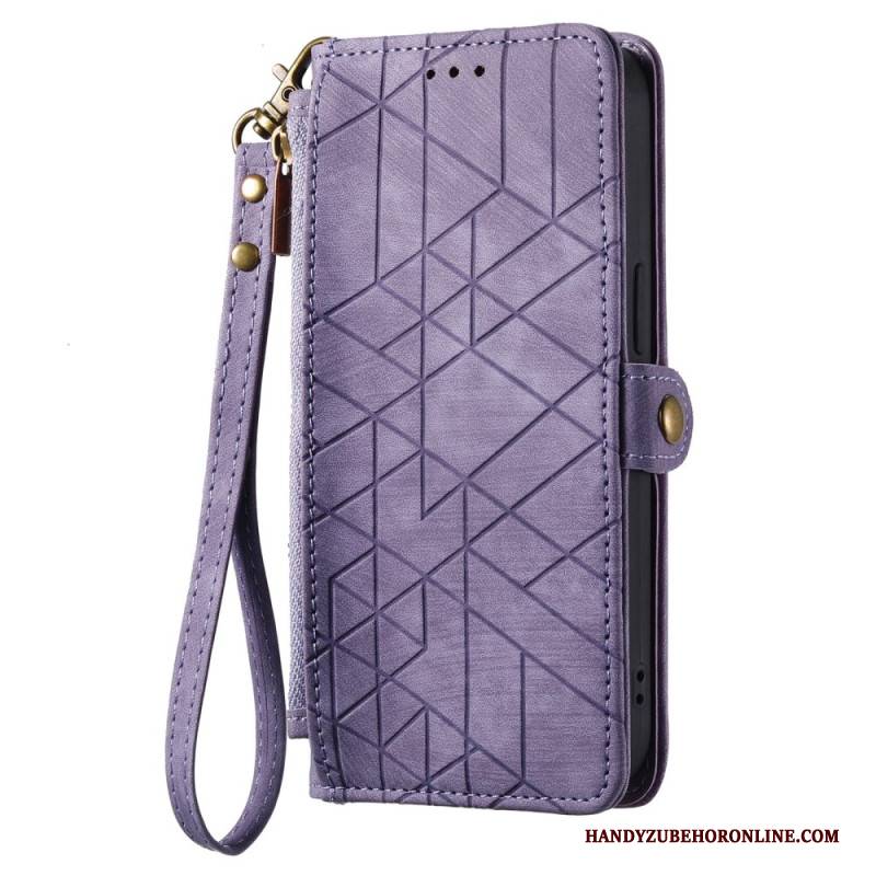 Lederhüllen Xiaomi Redmi Note 14 Pro Plus 5g Handyhülle Geldbörse Mit Geometrischen Linien