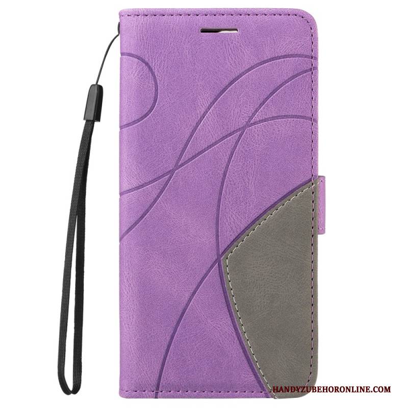 Lederhüllen Xiaomi Redmi Note 14 Pro Plus 5g Zweifarbige Wellenlinien