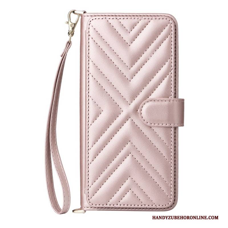 Lederhüllen Xiaomi Redmi Note 15 5g Gesteppt Mit Schulterriemen Armband