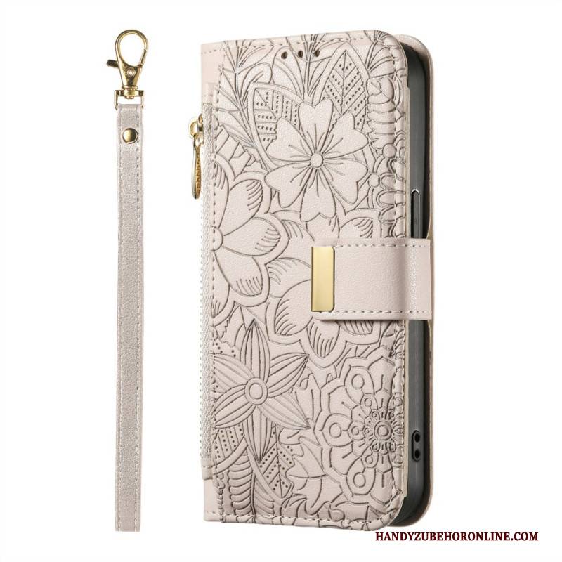 Lederhüllen Xiaomi Redmi Note 15 Pro Plus 5g Blumenmuster Und Reißverschlusstasche