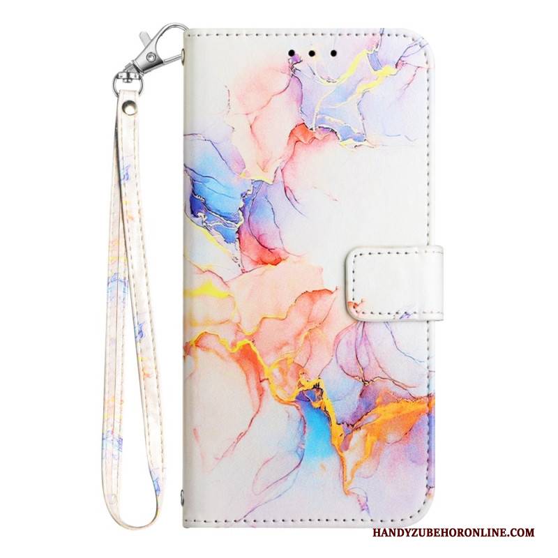 Lederhüllen Xiaomi Redmi Note 15 Pro Plus 5g Handyhülle Marmor Mit Riemen