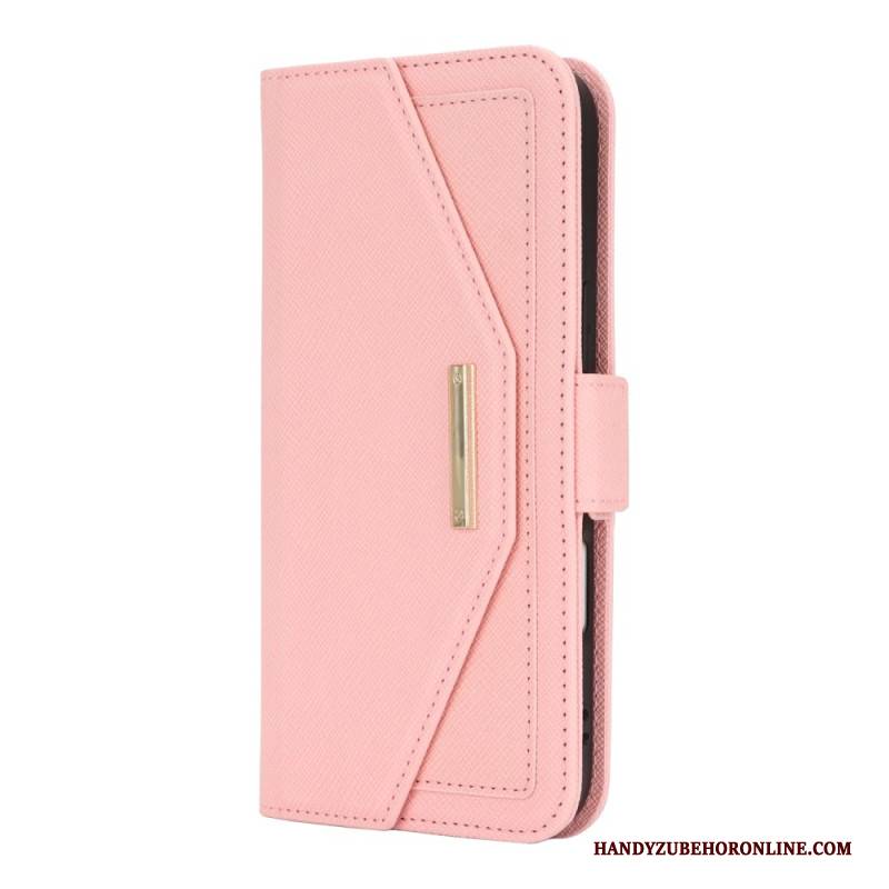 Lederhüllen iPhone 17 Handyhülle Geldbörse Mit Schulterriemen Und Spiegel