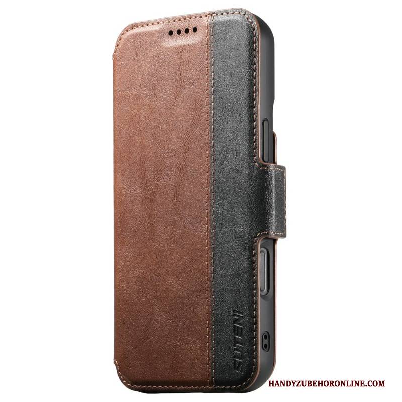 Lederhüllen iPhone 17 Handyhülle Magsafe Zweifarbiges Strukturiertes Leder