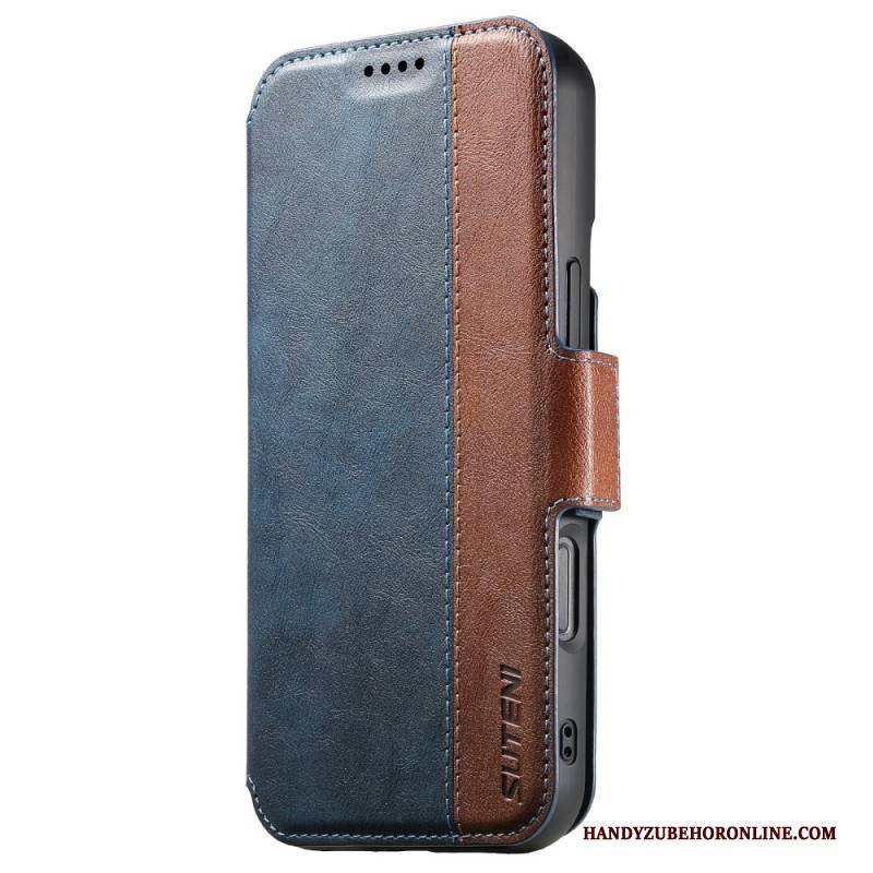 Lederhüllen iPhone 17 Handyhülle Magsafe Zweifarbiges Strukturiertes Leder