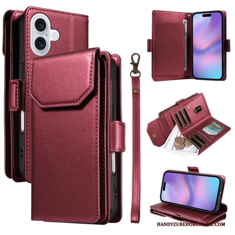 Lederhüllen iPhone 17 Handyhülle Mehrere Kartenfächer Und Handschlaufe