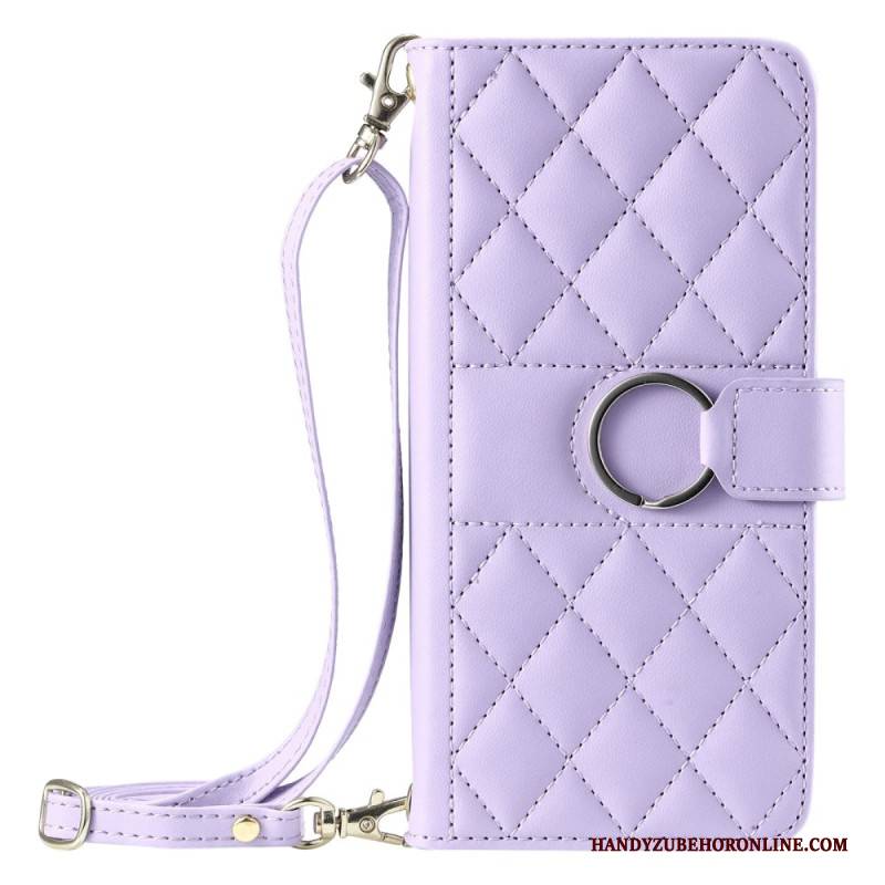 Lederhüllen iPhone 17 Pro Max Handyhülle Gesteppt Mit Kartenhalter Und Schulterriemen