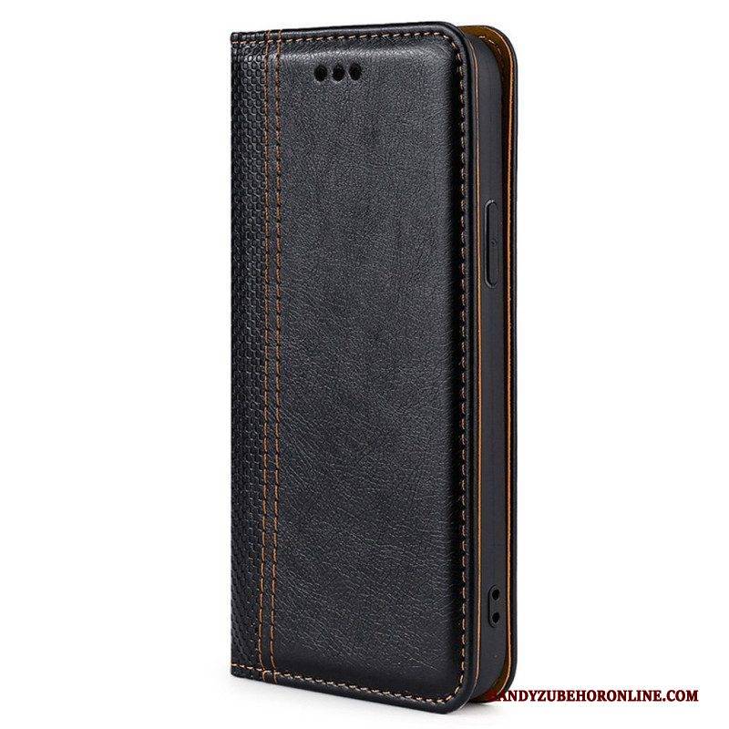 Schutzhülle Für Google Pixel 6 Flip Case Nähte Aus Litschi-spaltleder
