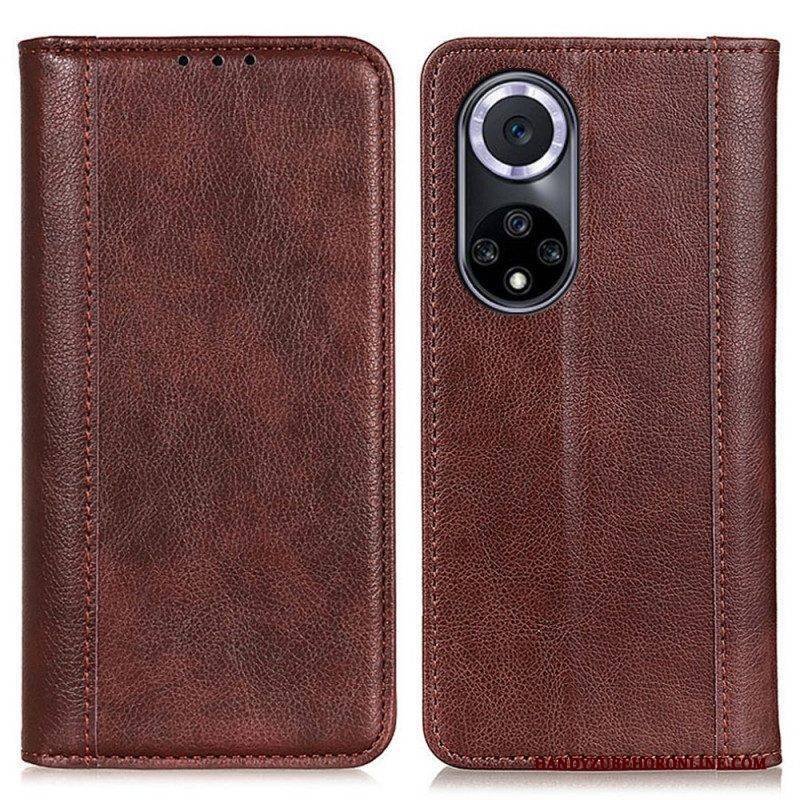 Schutzhülle Für Honor 50 Flip Case Eleganz Aus Gespaltenem Litschi-leder