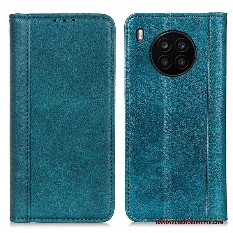 Schutzhülle Für Honor 50 Lite Flip Case Eleganz Aus Gespaltenem Litschi-leder