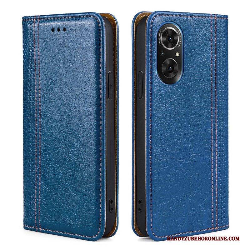 Schutzhülle Für Honor 50 SE Flip Case Nähte Aus Litschi-leder