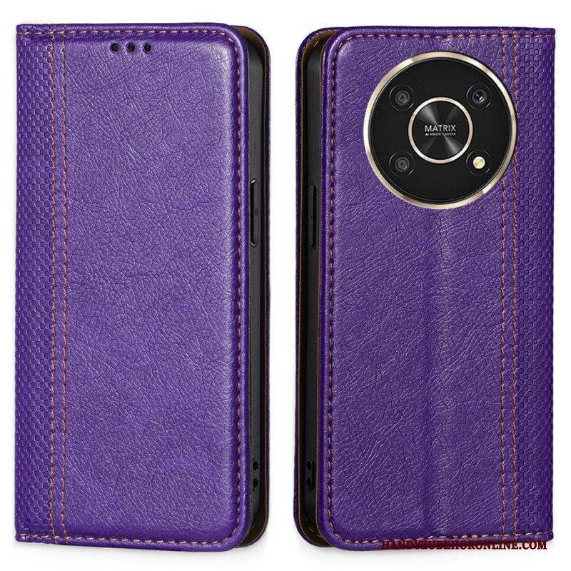 Schutzhülle Für Honor Magic 4 Lite 5G Flip Case Nähte Aus Litschi-leder