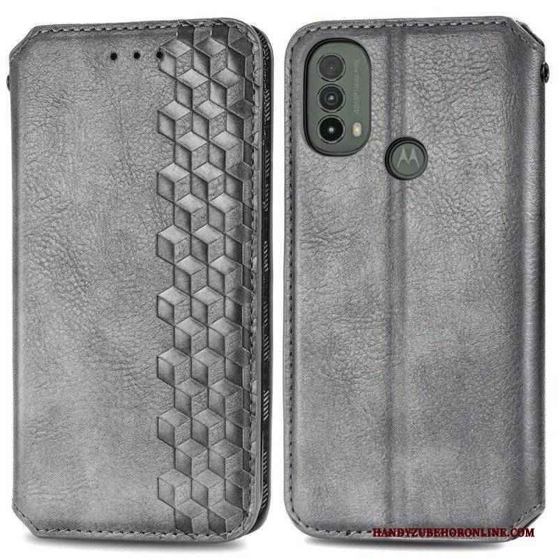 Schutzhülle Für Moto E40 / E30 / E20 Flip Case Rautenstruktur In Lederoptik