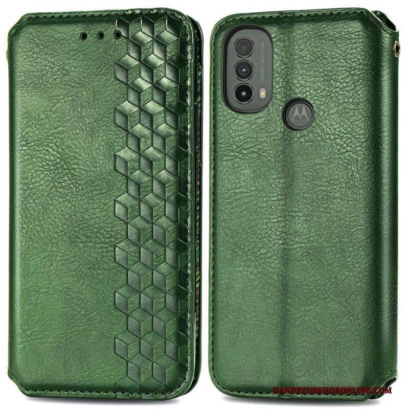 Schutzhülle Für Moto E40 / E30 / E20 Flip Case Rautenstruktur In Lederoptik